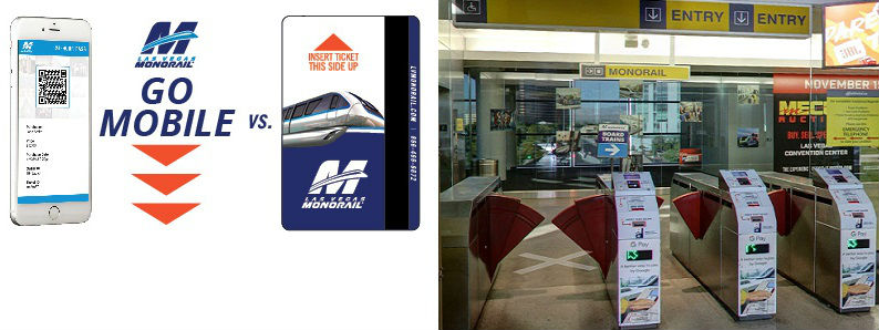 拉斯维加斯 Monorail 单轨列车纸质车票和手机二维码车票
